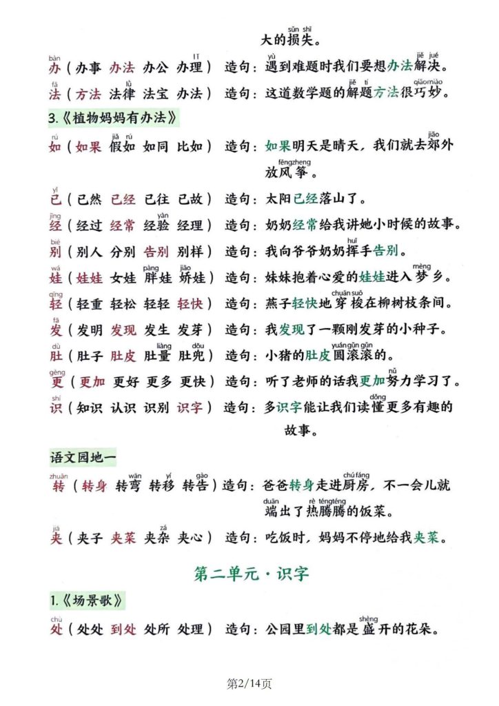 图片[2]-2025秋二年级上册语文写字表生字组词造句-宝库盒教辅资料站