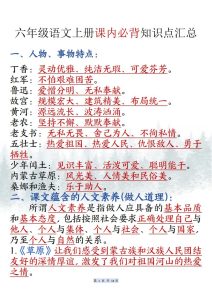 六年级上册语文课内必背知识点汇总-宝库盒教辅资料站