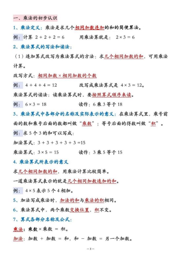 图片[3]-25新二年级上册数学必背知识点汇总-宝库盒教辅资料站