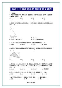 名校小升初数学高频经典100道黄金母题(含答案)-宝库盒教辅资料站