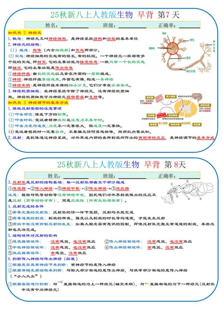 图片[4]-25秋八上生物、地理、历史、道法～早读晚默小纸条-宝库盒教辅资料站