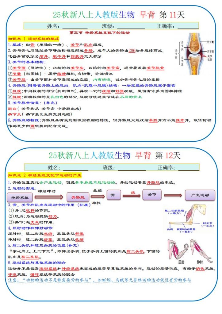 图片[6]-25秋八上生物、地理、历史、道法～早读晚默小纸条-宝库盒教辅资料站