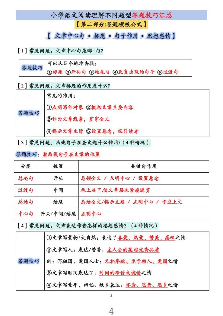 图片[4]-小学语文阅读理解不同题型答题技巧汇总-宝库盒教辅资料站
