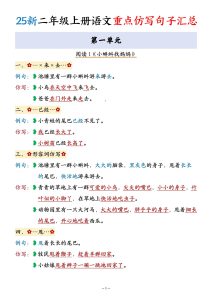 25新二年级上册语文重点仿写句子汇总-宝库盒教辅资料站