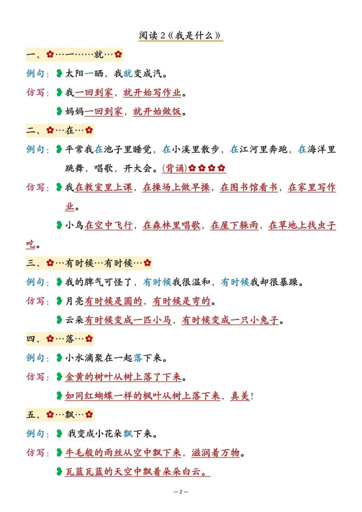 图片[2]-25新二年级上册语文重点仿写句子汇总-宝库盒教辅资料站