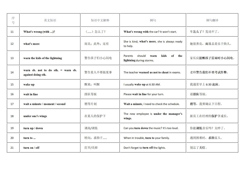 图片[2]-2025中考英语新课标重点短语搭配复习12天背诵表-宝库盒教辅资料站