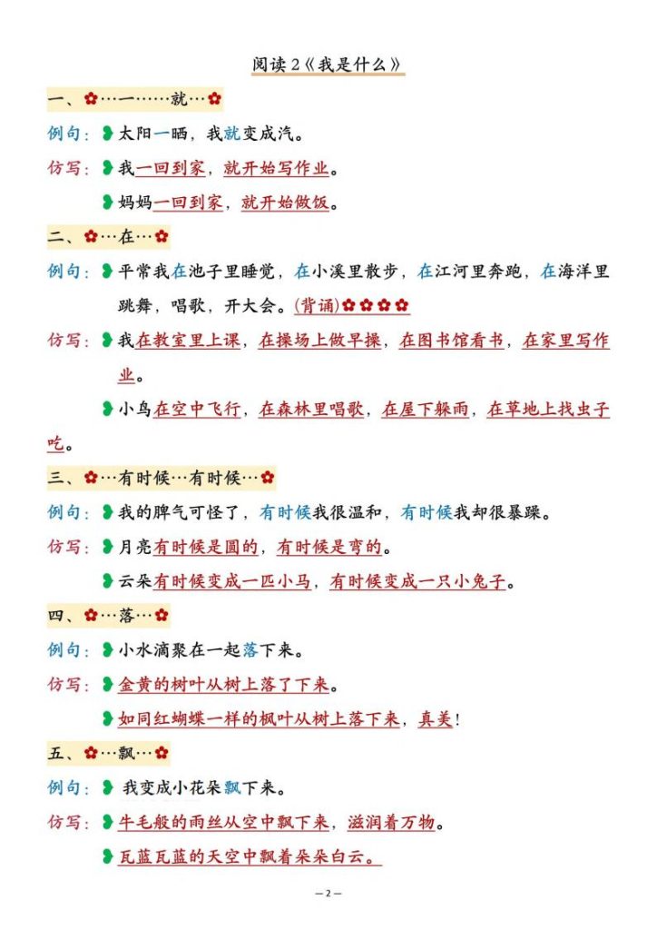 图片[2]-25新二年级上册语文重点仿写句子汇总-宝库盒教辅资料站