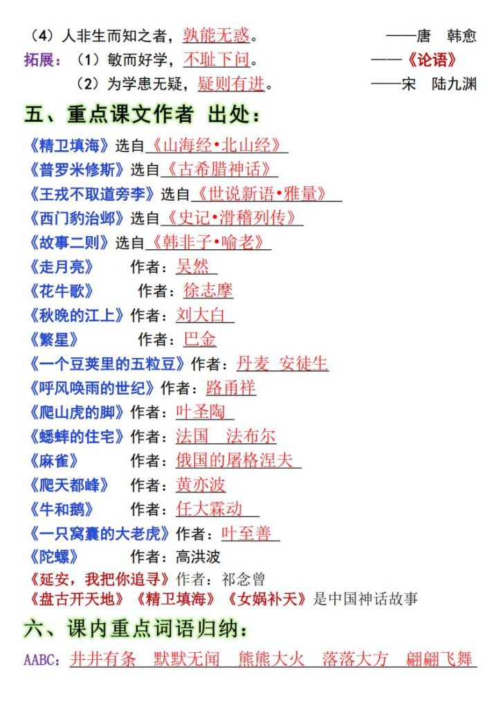 图片[3]-四年级上册语文高频考点汇总：（常考内容、要求孩子掌握）-宝库盒教辅资料站