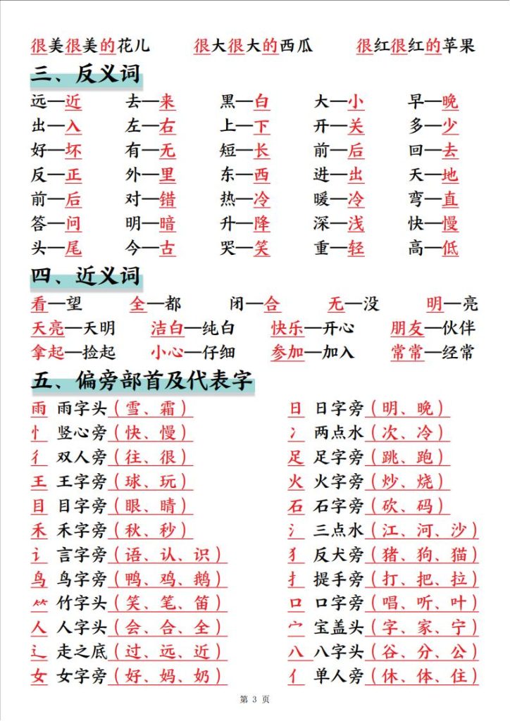 图片[3]-一年级语文上册暑假预习重要知识总结-宝库盒教辅资料站