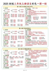 2025 新版三年级上册语文彩色一课一贴-宝库盒教辅资料站