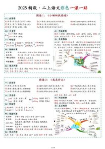 2025新版·二上语文彩色一课一贴-宝库盒教辅资料站