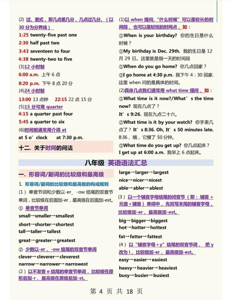 图片[4]-18页纸吃透初中英语语法-宝库盒教辅资料站