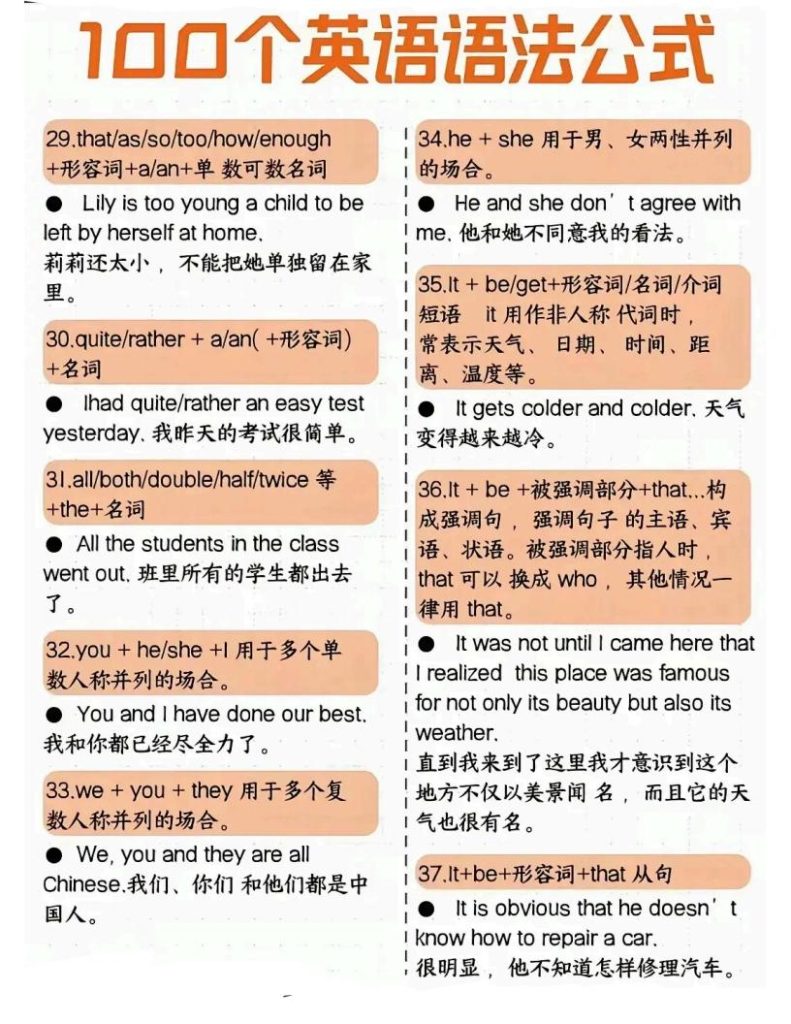 图片[4]-100个英语语法公式-宝库盒教辅资料站