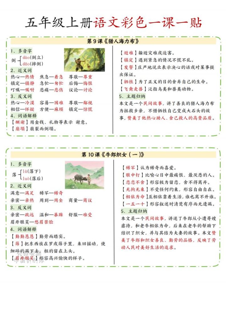 图片[5]-五年级上册语文彩色一课一贴-宝库盒教辅资料站
