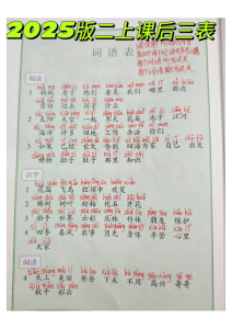 25秋季二年级上册语文识字表写字表词语表（含拼音版）-宝库盒教辅资料站