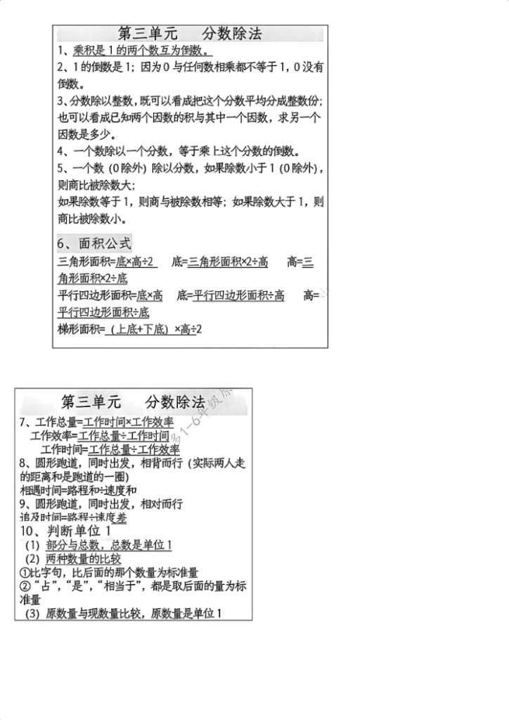 图片[2]-人教版六年级上册数学必备笔记-宝库盒教辅资料站