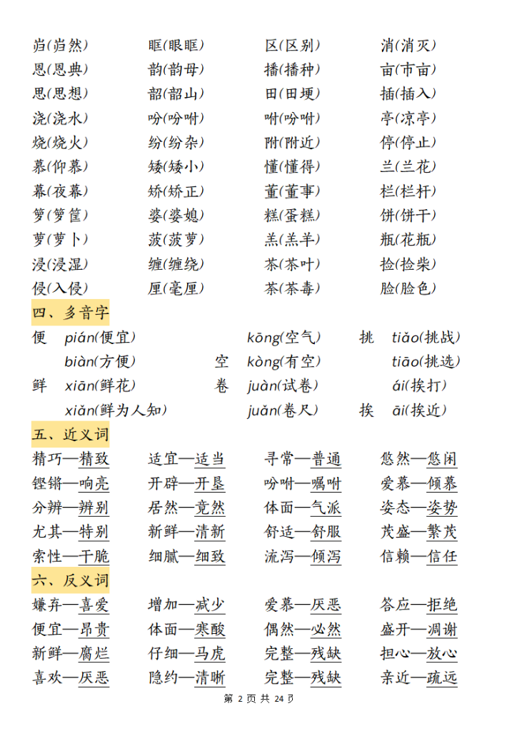 图片[2]-五年级上册语文 1-8 单元考点归纳-宝库盒教辅资料站