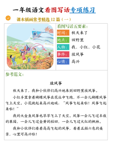 一年级上册语文看图写话五要素专项练习（课本插画常考精选12篇）-宝库盒教辅资料站