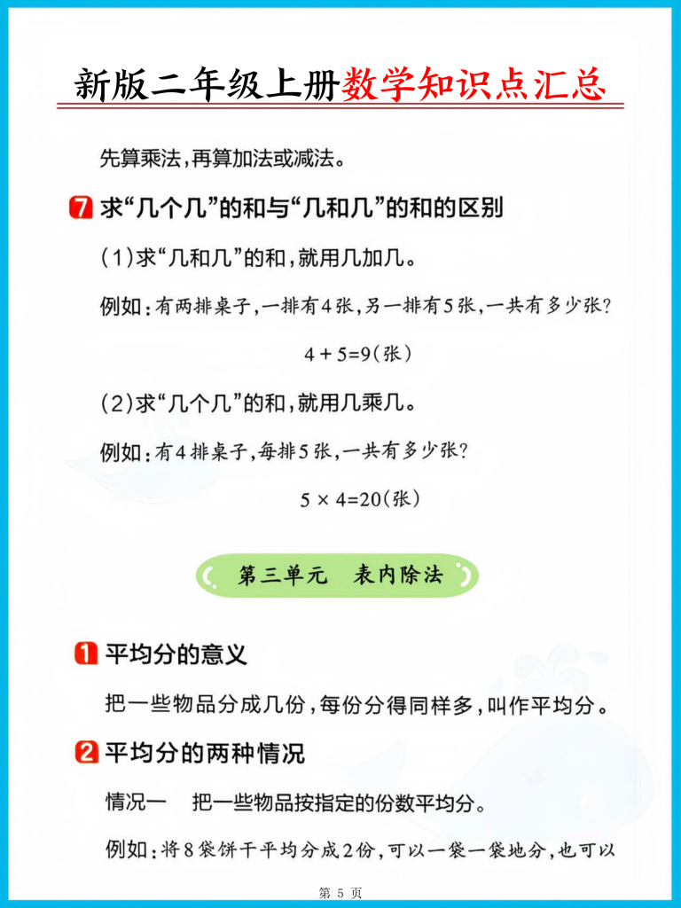 图片[5]-新版二年级上册数学必背公式-宝库盒教辅资料站