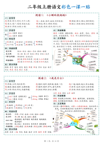 二年级上册语文彩色一课一贴-宝库盒教辅资料站