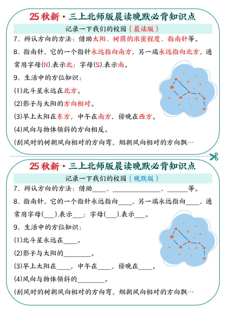 图片[4]-25秋新·三年级上册北师版晨读晚默必背知识点-宝库盒教辅资料站