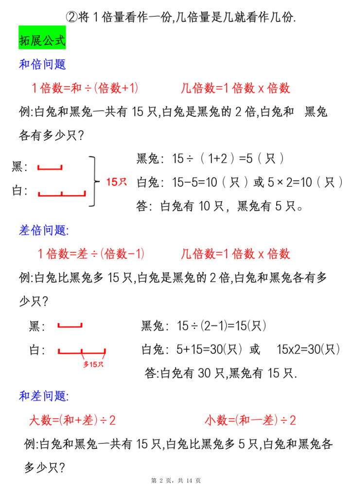 图片[2]-三年级上册数学重难点《倍的认识》例题+专项练习-宝库盒教辅资料站