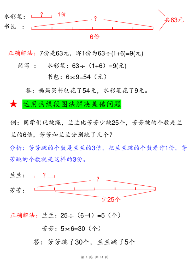 图片[4]-三年级上册数学重难点《倍的认识》例题+专项练习-宝库盒教辅资料站