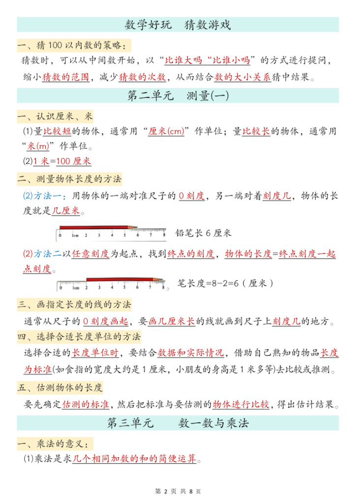 图片[2]-二年级上册北师大版数学【必背知识点汇总】-宝库盒教辅资料站