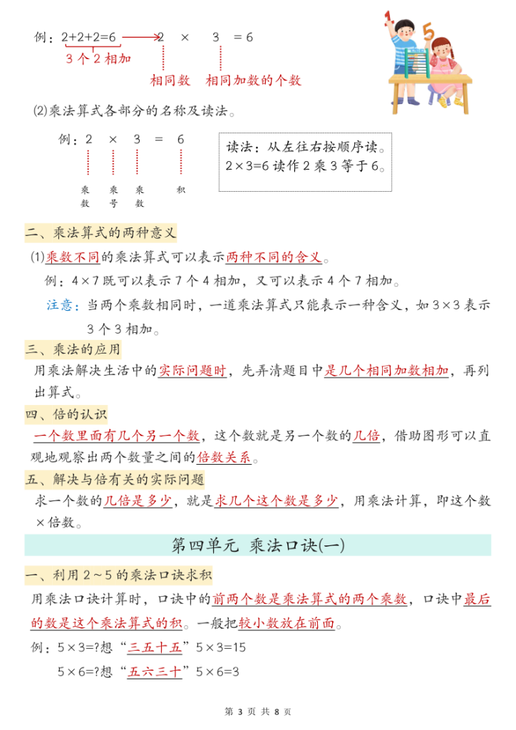 图片[3]-二年级上册北师大版数学【必背知识点汇总】-宝库盒教辅资料站