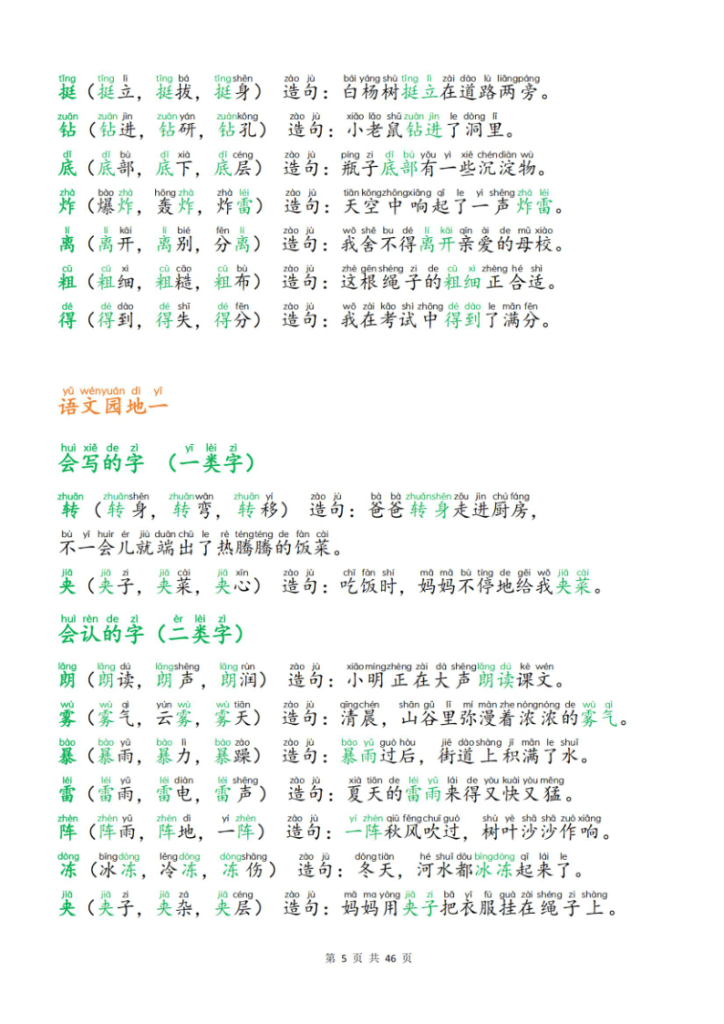 图片[5]-25新二年级上册语文生字组词造句（一二类字）每日晨读必备-宝库盒教辅资料站