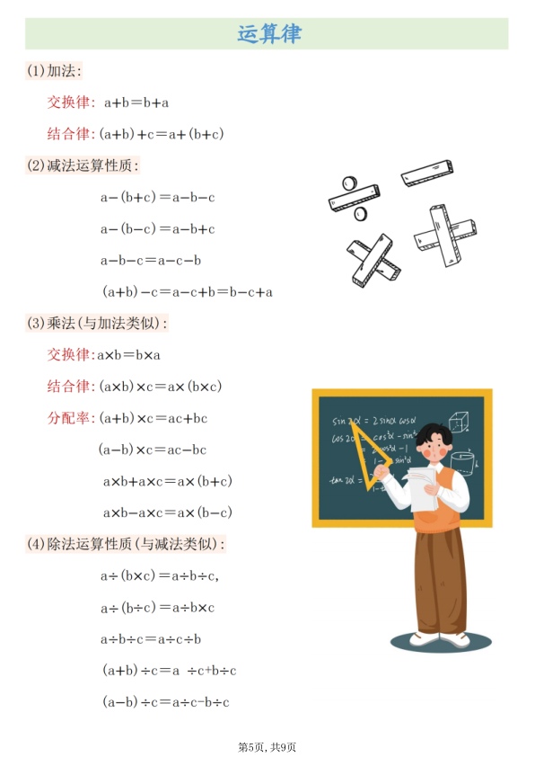 图片[5]-四年级上册数学必背公式概念汇总-宝库盒教辅资料站