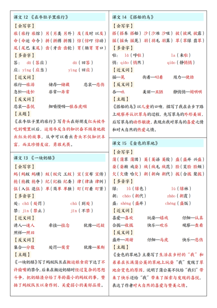 图片[4]-三年级上册语文课课贴-宝库盒教辅资料站