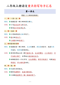 二年级上册语文重点仿写句子汇总-宝库盒教辅资料站