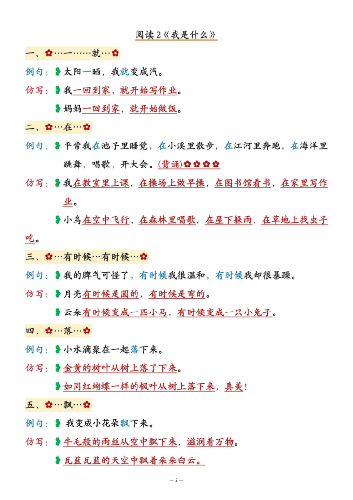 图片[2]-二年级上册语文重点仿写句子汇总-宝库盒教辅资料站