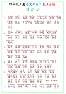 25四年级上册语文课后三表注音版（写字表识字表词语表）-宝库盒教辅资料站