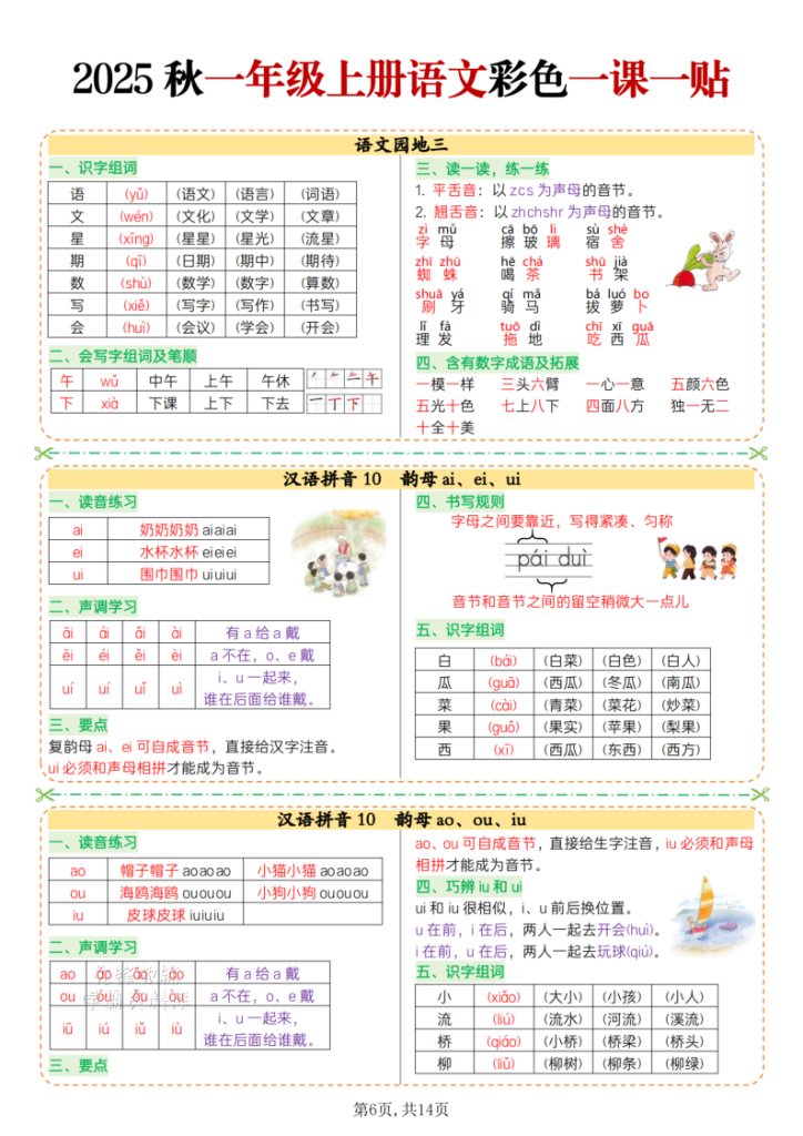 图片[6]-一年级上册语文彩色一课一贴-宝库盒教辅资料站