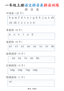 一年级上册语文拼音表拼读训练-宝库盒教辅资料站