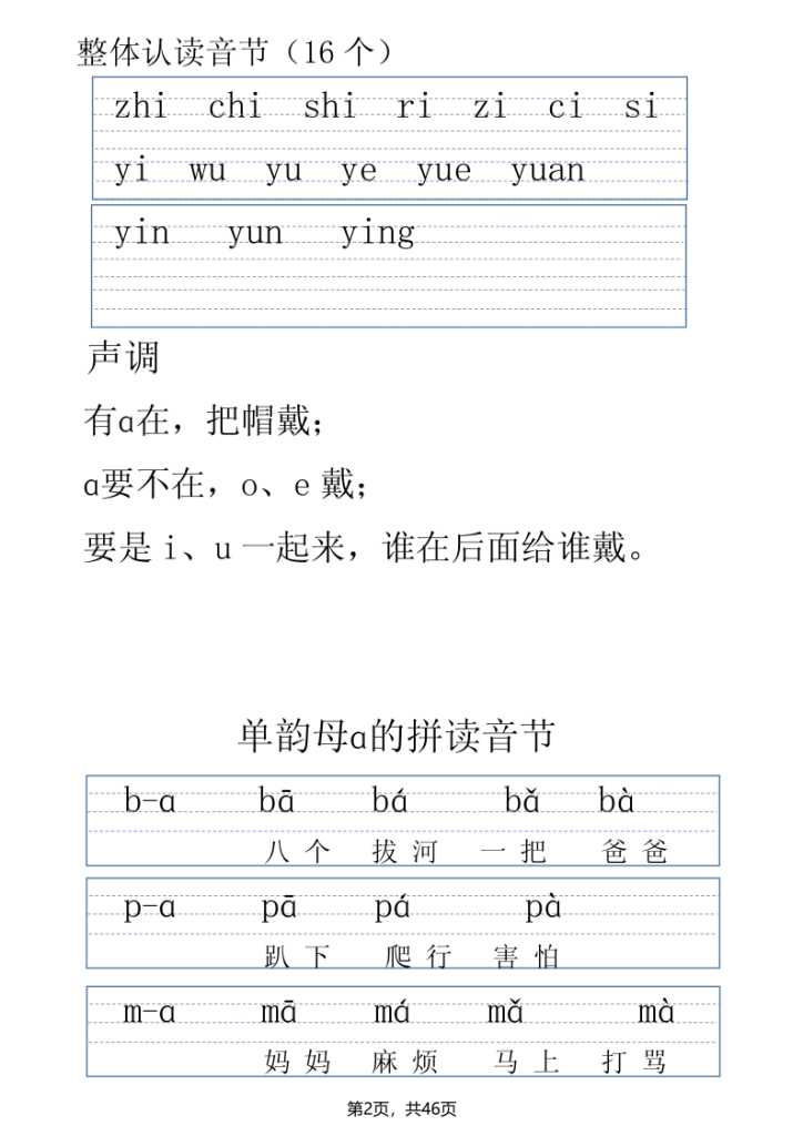 图片[2]-一年级上册语文拼音表拼读训练-宝库盒教辅资料站