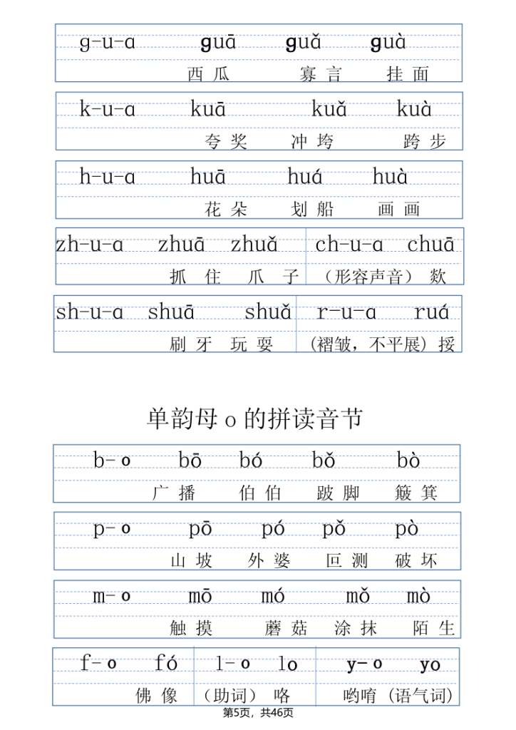图片[5]-一年级上册语文拼音表拼读训练-宝库盒教辅资料站