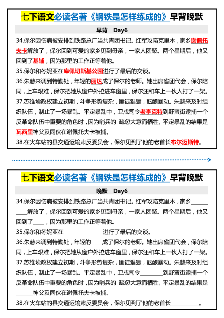 图片[6]-【25春版初中七下语文钢铁是怎样炼成的精品小纸条】【高清无水印版本】-宝库盒教辅资料站
