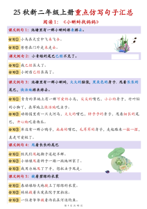 25秋新二年级上册语文1-8单元重点仿写句子汇总-宝库盒教辅资料站