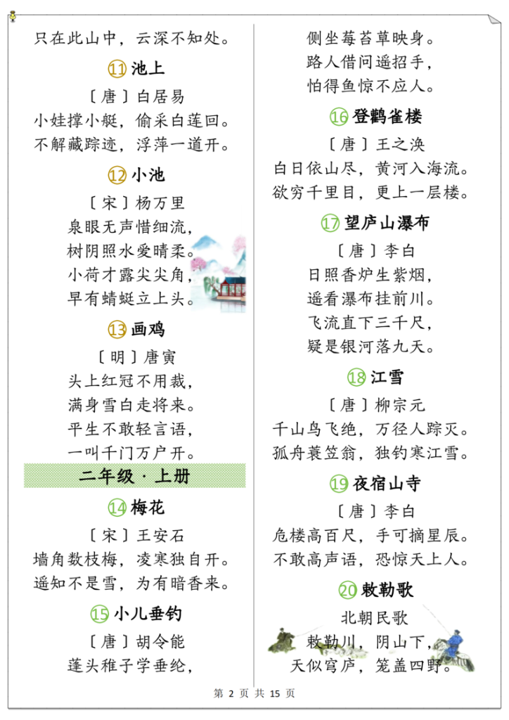 图片[2]-部编版教材必背篇目1-6年级上下册-宝库盒教辅资料站