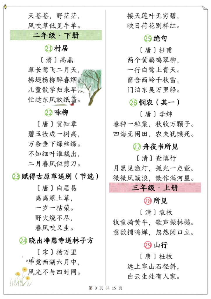 图片[3]-部编版教材必背篇目1-6年级上下册-宝库盒教辅资料站