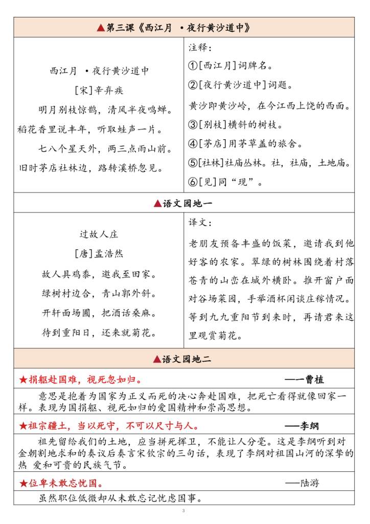 图片[3]-六年级上册语文课内必背内容闯关表-宝库盒教辅资料站