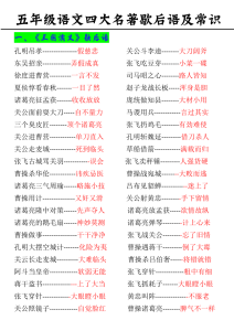 五年级语文四大名著歇后语及常识-宝库盒教辅资料站