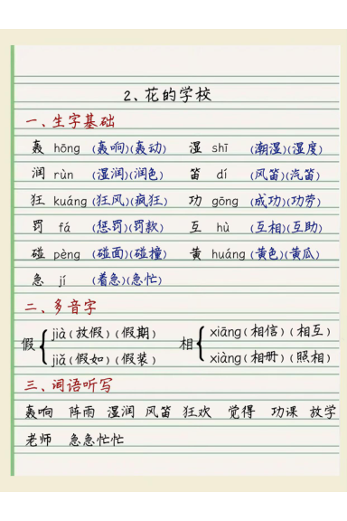 图片[5]-25秋三年级上册语文第一单元每课重点学习笔记（手写版）-宝库盒教辅资料站