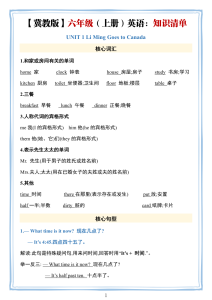 六年级上册英语知识清单《冀教版》-宝库盒教辅资料站