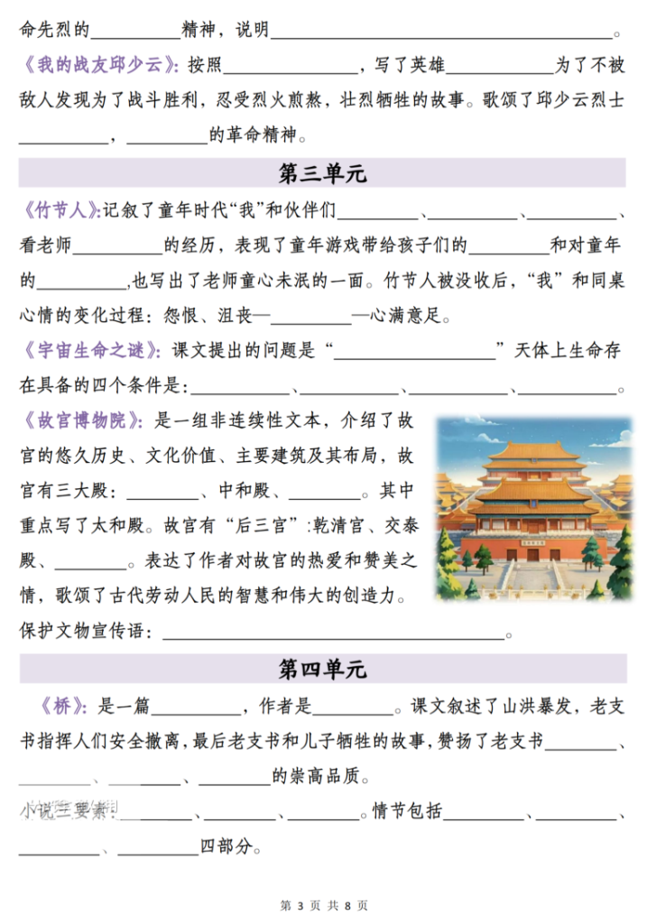 图片[3]-六年级（上）语文按课文内容填空专项-宝库盒教辅资料站