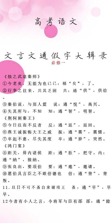 图片[3]-【高考语文：文言文通假字大辑录】造成同学们文言文阅读困难的一大原因是遍布篇章的通假字！高三姐整理了这份文言文通假字大辑录，咱们一起把认清了，以后做文言文阅读时就少一些困惑~-宝库盒教辅资料站