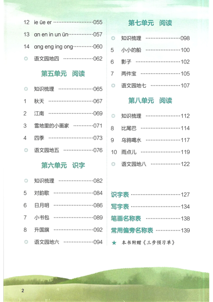 图片[2]-一年级（上）语文课本预习笔记-宝库盒教辅资料站